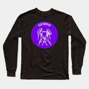 Gemini Astrology Zodiac Sign - Gemini the Twins Birthday Or Christmas Gift - Purple Long Sleeve T-Shirt
